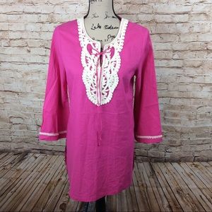 Charlie Paige Lace Trim Tunic Top Small